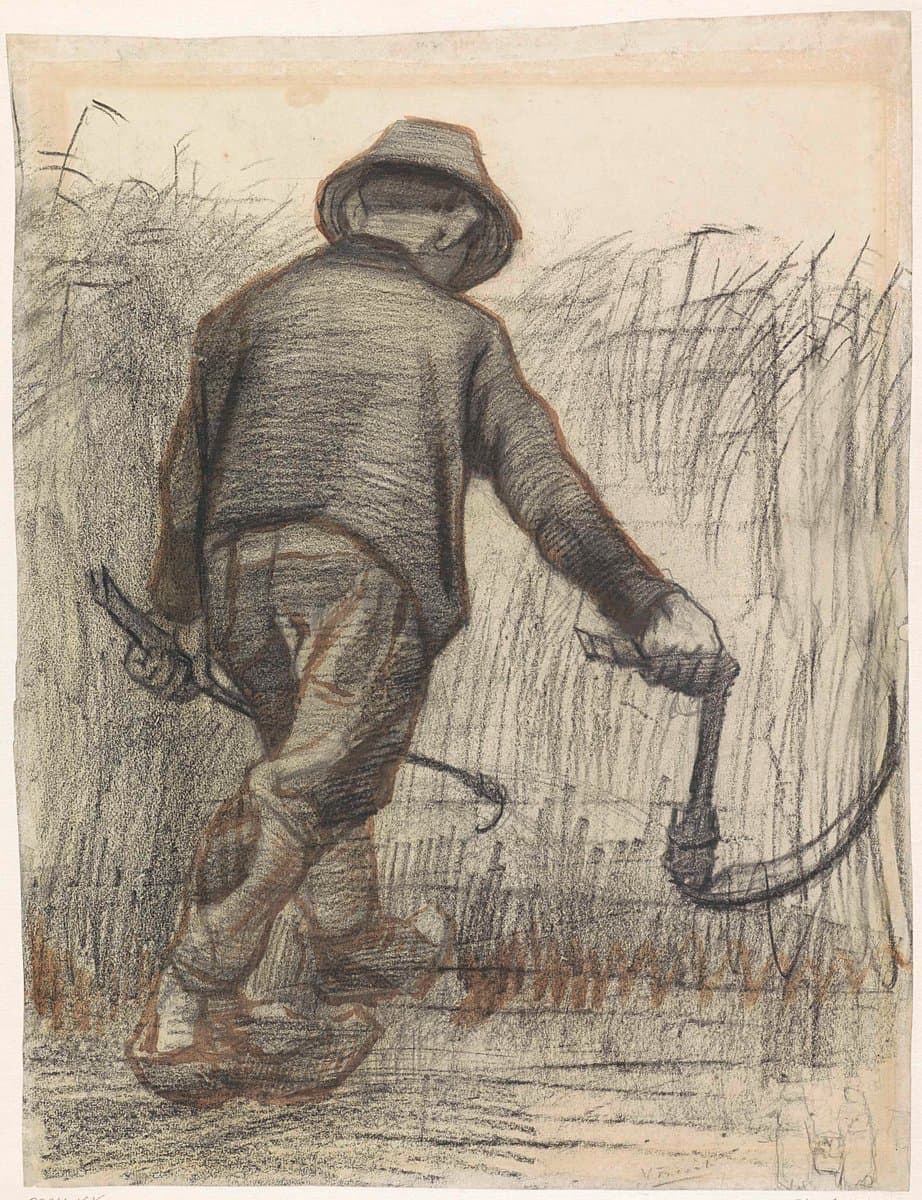 Wheat Reaper with Hat, Seen from Behind